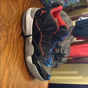 Jordan Kids Black and Red High-Top Sneakers 4Y